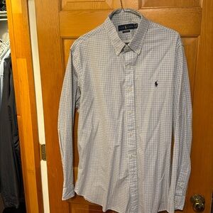 Ralph Lauren - White shirt with Navy & Light Blue Check  - XL
Classic Fit